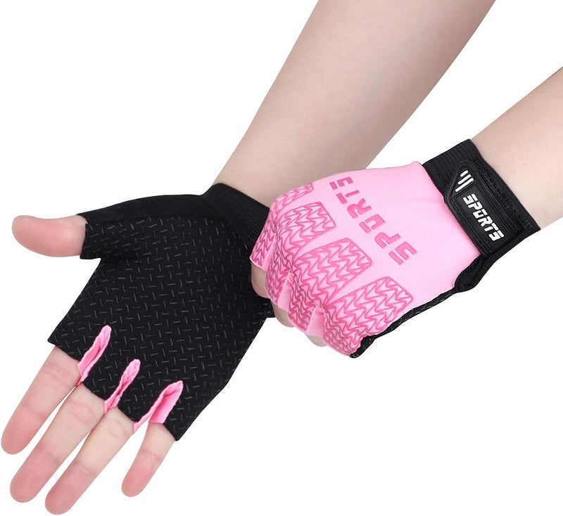 GREUS Kids Half Finger Cycling Gloves - Breathable Non Slip Bike Riding Gloves with UV Protection for Boys & Girls Aged 6-10 - Image 2